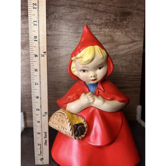 1970 Vtg Little Red Riding Hood Cookie Jar Hand Painted Ceramic Grannycore - Picture 5 of 16